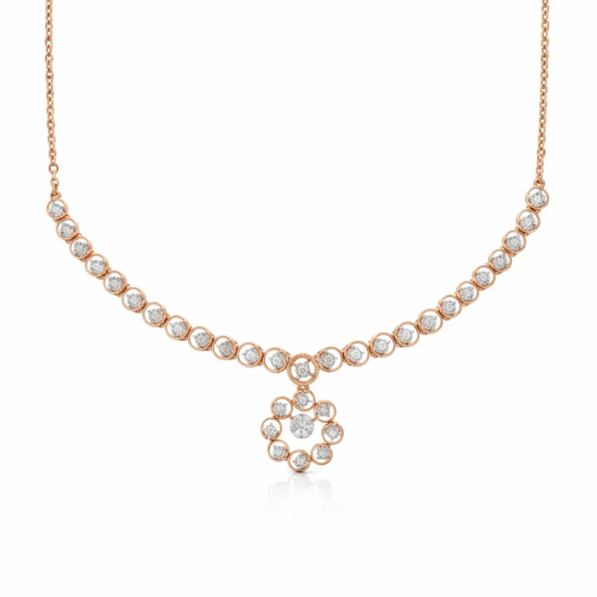 0.44 CT NATURAL DIAMOND NECKLACE 18K GOLD