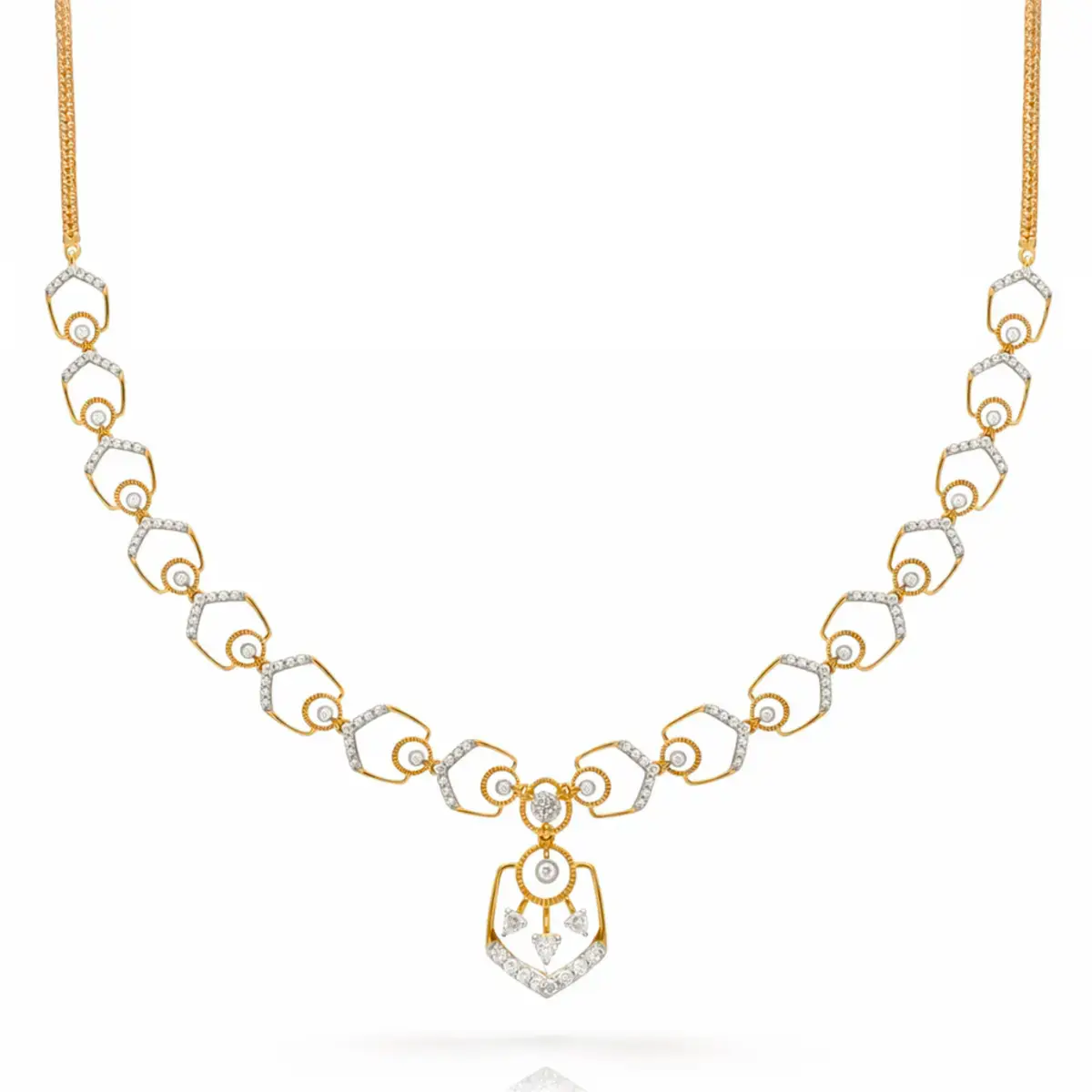 0.85 CT NATURAL DIAMOND NECKLACE 18K GOLD