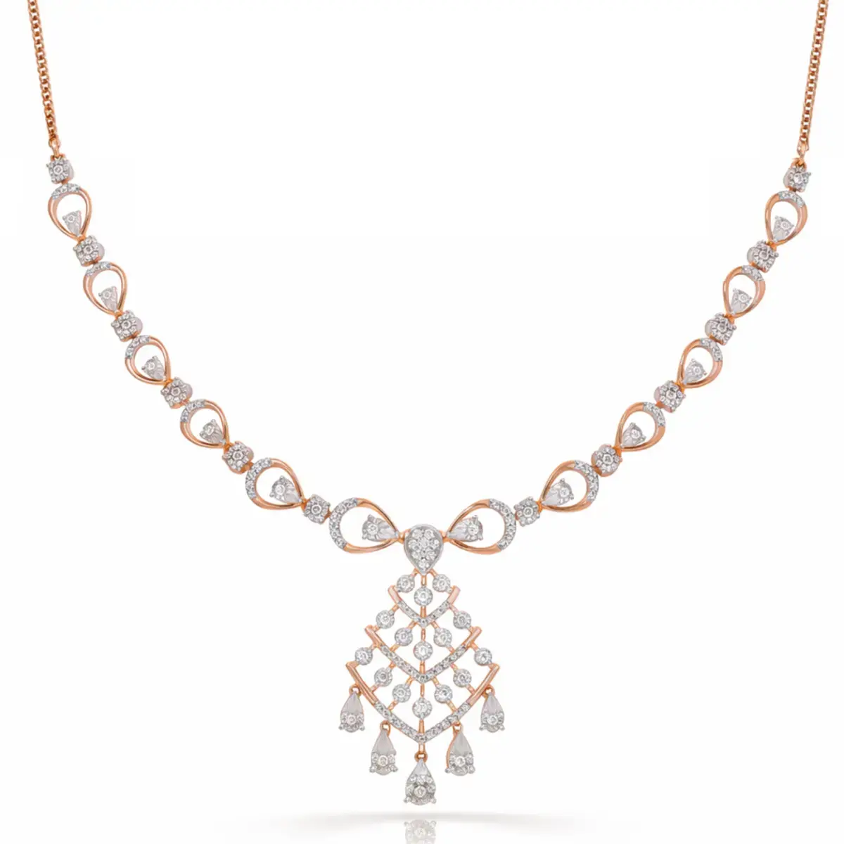 0.70 CT NATURAL DIAMOND NECKLACE 18K GOLD