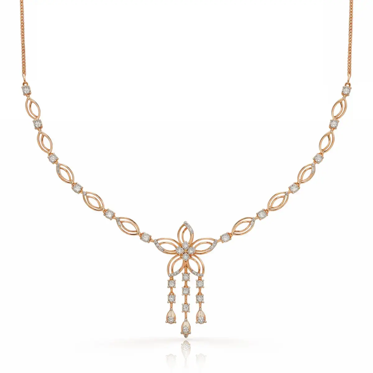 0.57 CT NATURAL DIAMOND NECKLACE 18K GOLD
