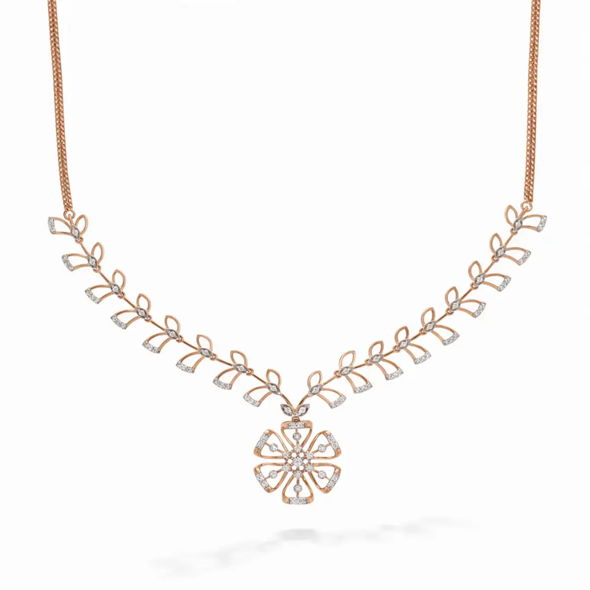 0.46 CT NATURAL DIAMOND NECKLACE 18K GOLD