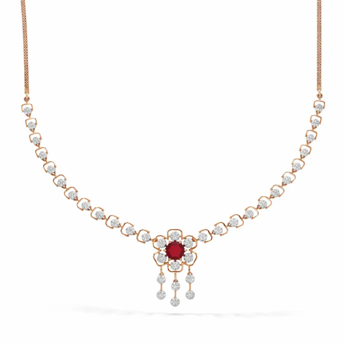 0.89 CT NATURAL DIAMOND NECKLACE 18K GOLD