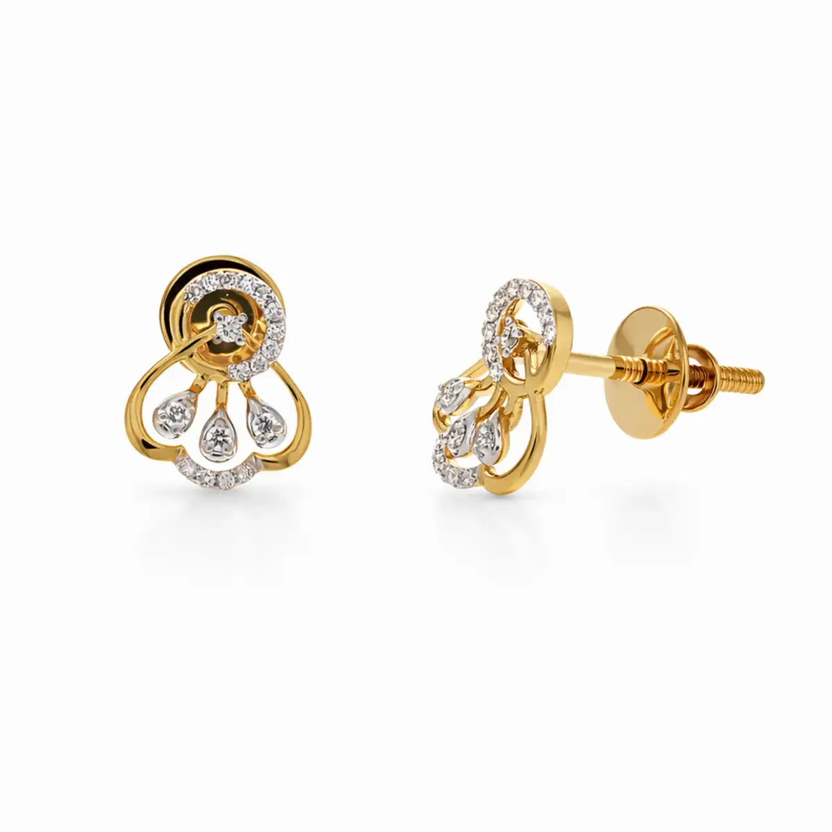0.09 CT NATURAL DIAMOND EARRINGS 18K GOLD