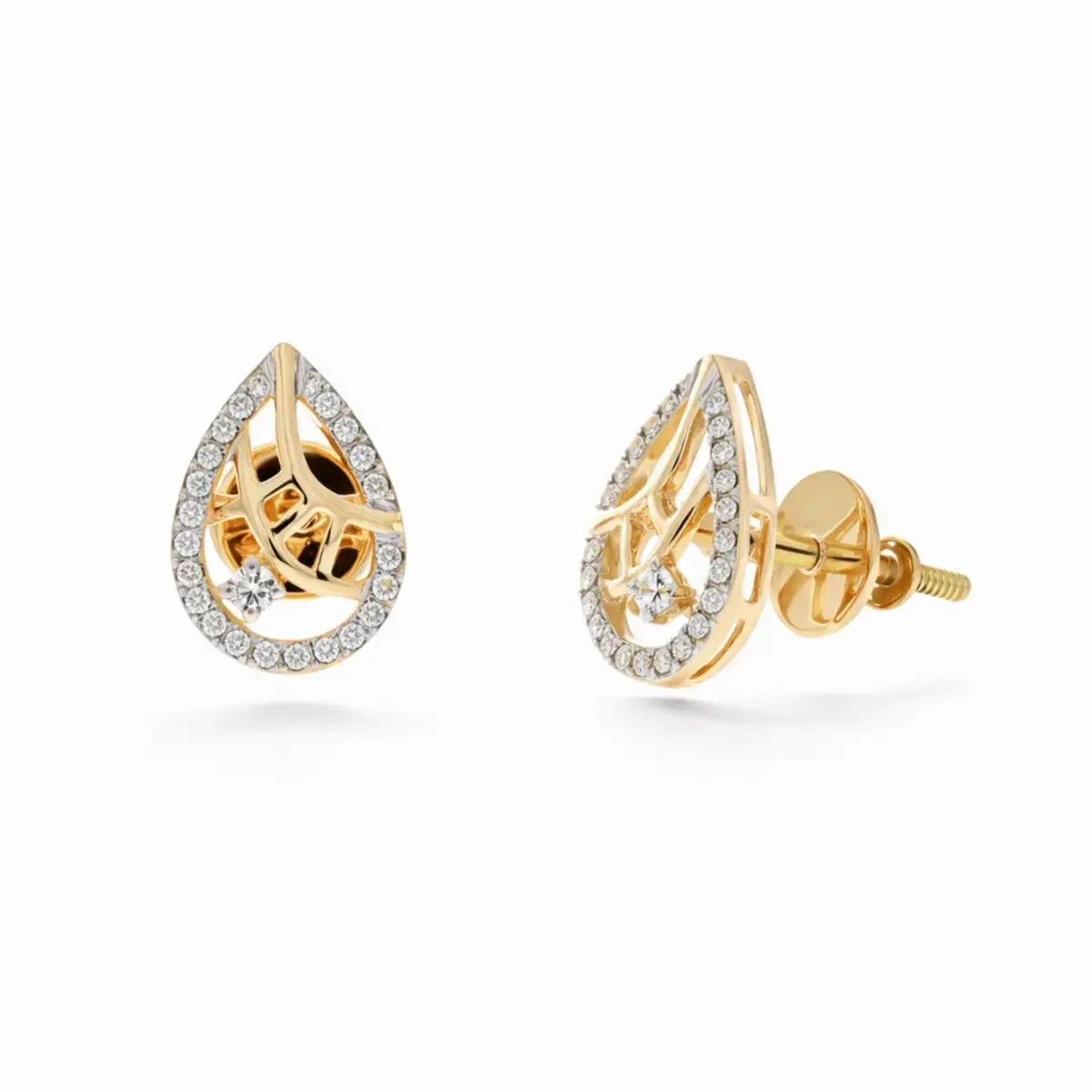 0.14 CT NATURAL DIAMOND EARRINGS 18K GOLD