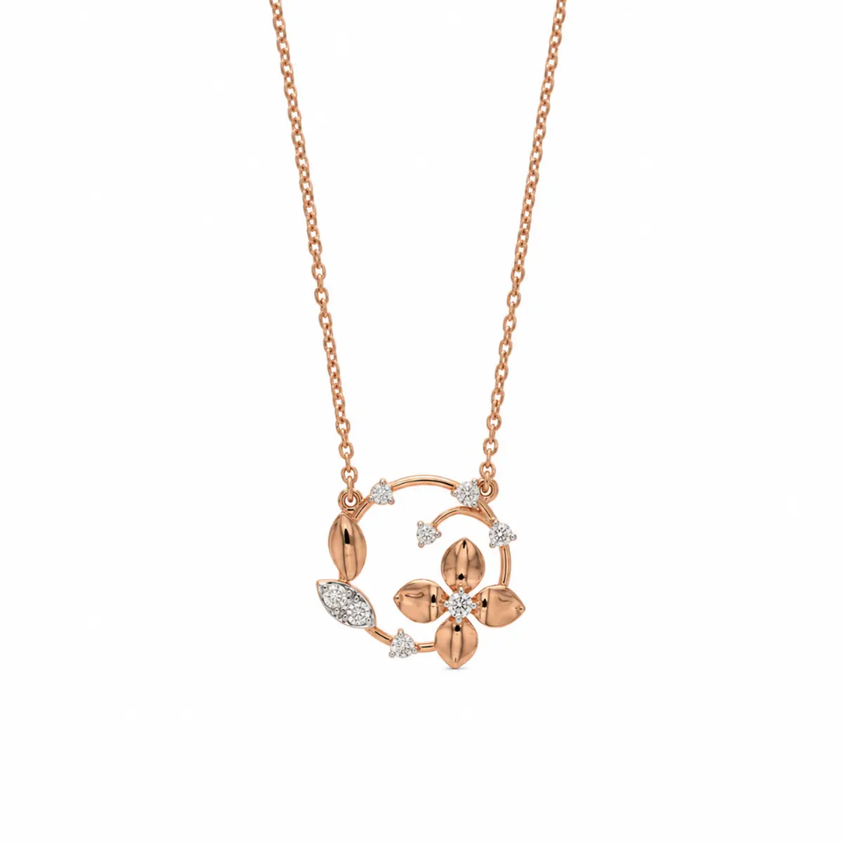 0.19 CT NATURAL DIAMOND PENDANT WITH CHAIN 9K GOLD