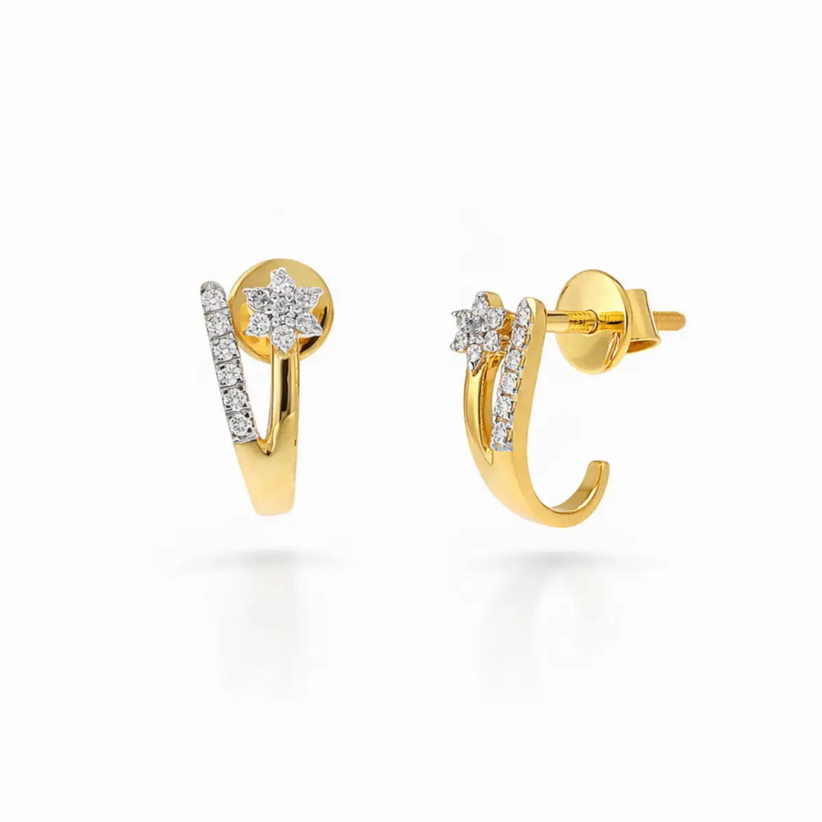 0.12 CT NATURAL DIAMOND EARRINGS 18K GOLD