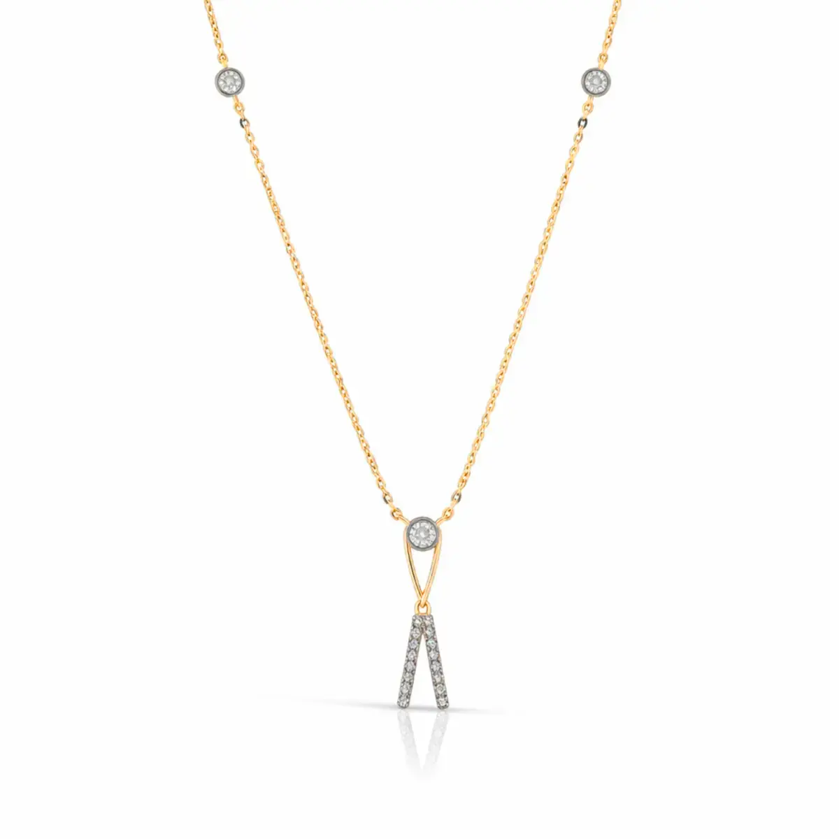 0.14 CT NATURAL DIAMOND CHARM NECKLACE 18K GOLD