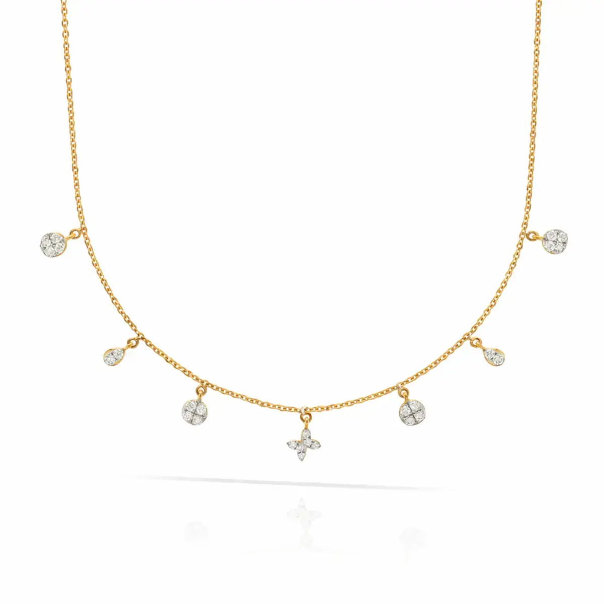 0.39 CT NATURAL DIAMOND CHARM NECKLACE 18K GOLD