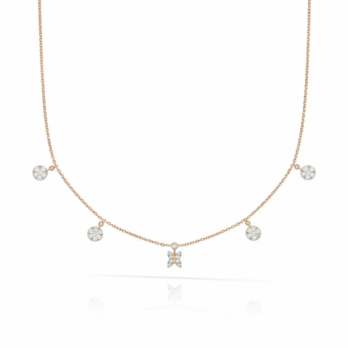 0.13 CT NATURAL DIAMOND CHARM NECKLACE 18K GOLD