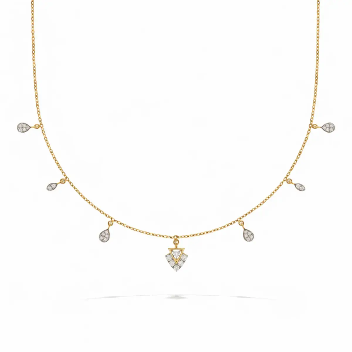 0.21 CT NATURAL DIAMOND CHARM NECKLACE 18K GOLD