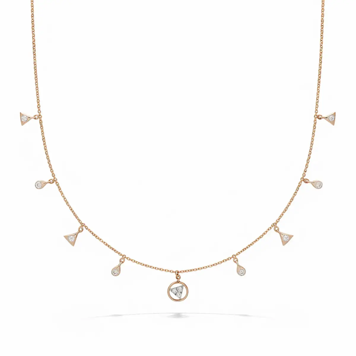 0.22 CT NATURAL DIAMOND CHARM NECKLACE 18K GOLD