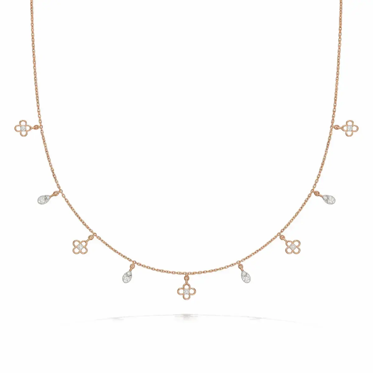 0.15 CT NATURAL DIAMOND CHARM NECKLACE 18K GOLD