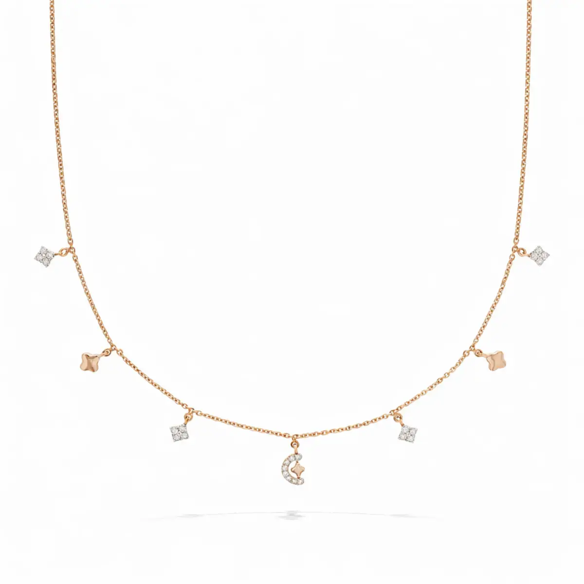 0.26 CT NATURAL DIAMOND CHARM NECKLACE 18K GOLD