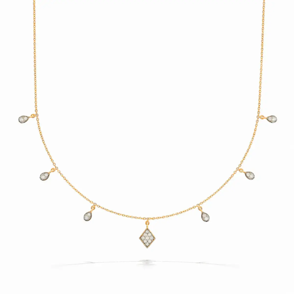 0.25 CT NATURAL DIAMOND CHARM NECKLACE 18K GOLD