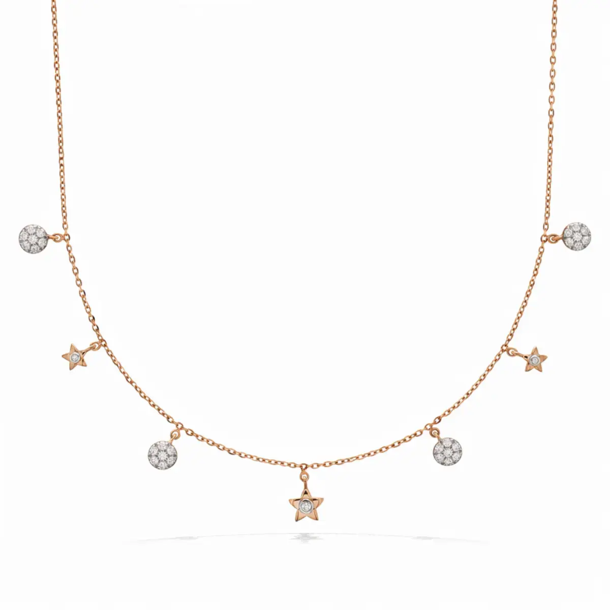 0.47 CT NATURAL DIAMOND CHARM NECKLACE 18K GOLD