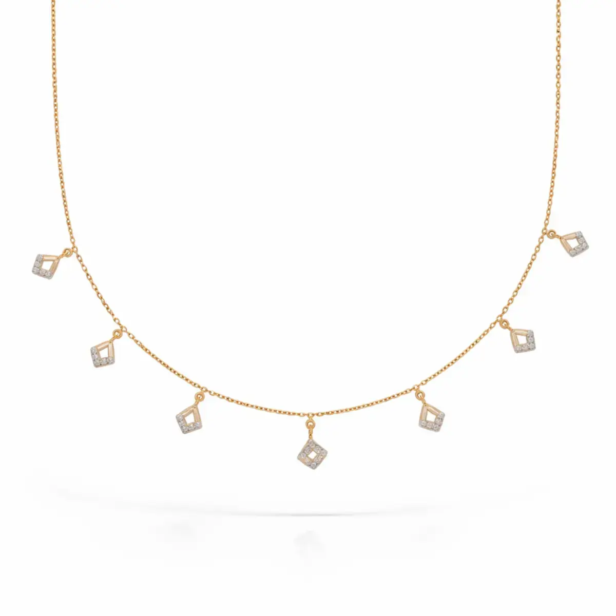 0.18 CT NATURAL DIAMOND CHARM NECKLACE 18K GOLD