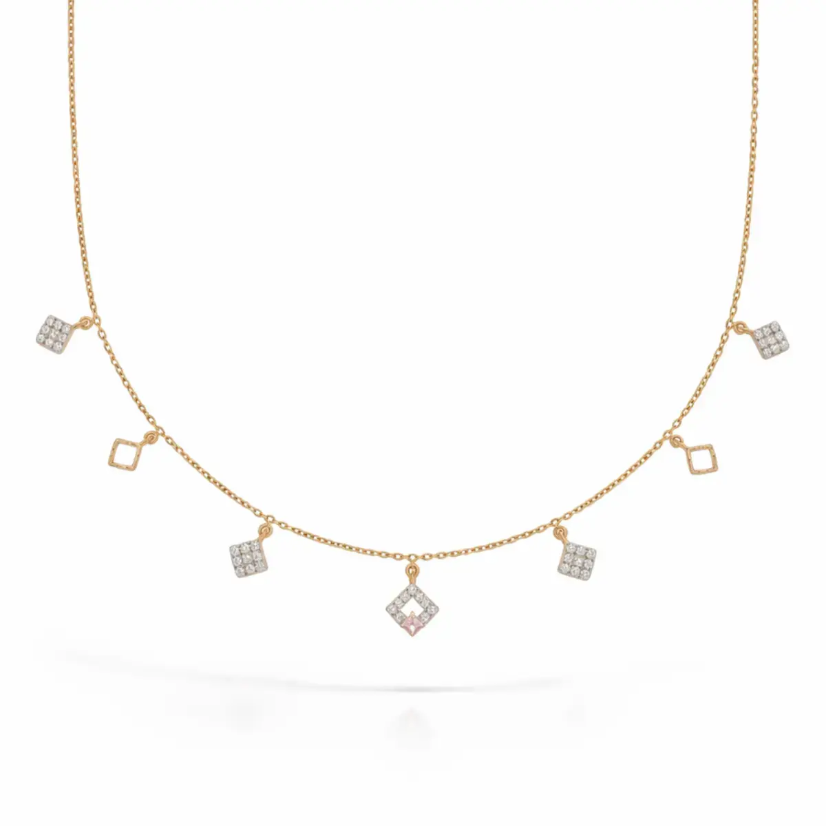0.21 CT NATURAL DIAMOND CHARM NECKLACE 18K GOLD
