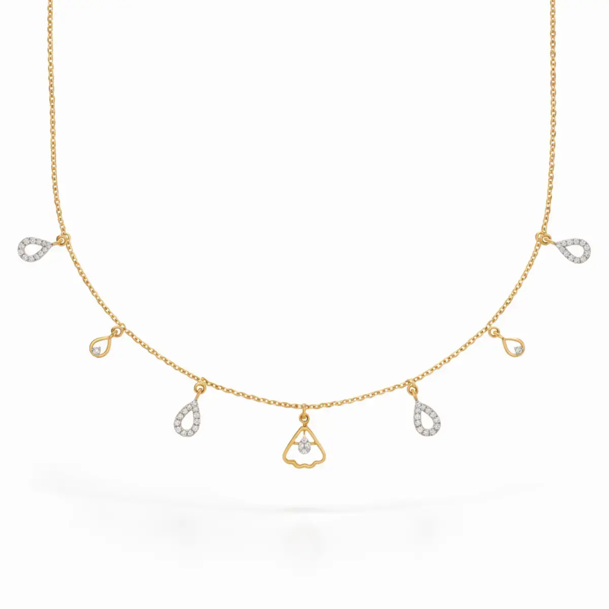 0.22 CT NATURAL DIAMOND CHARM NECKLACE 18K GOLD