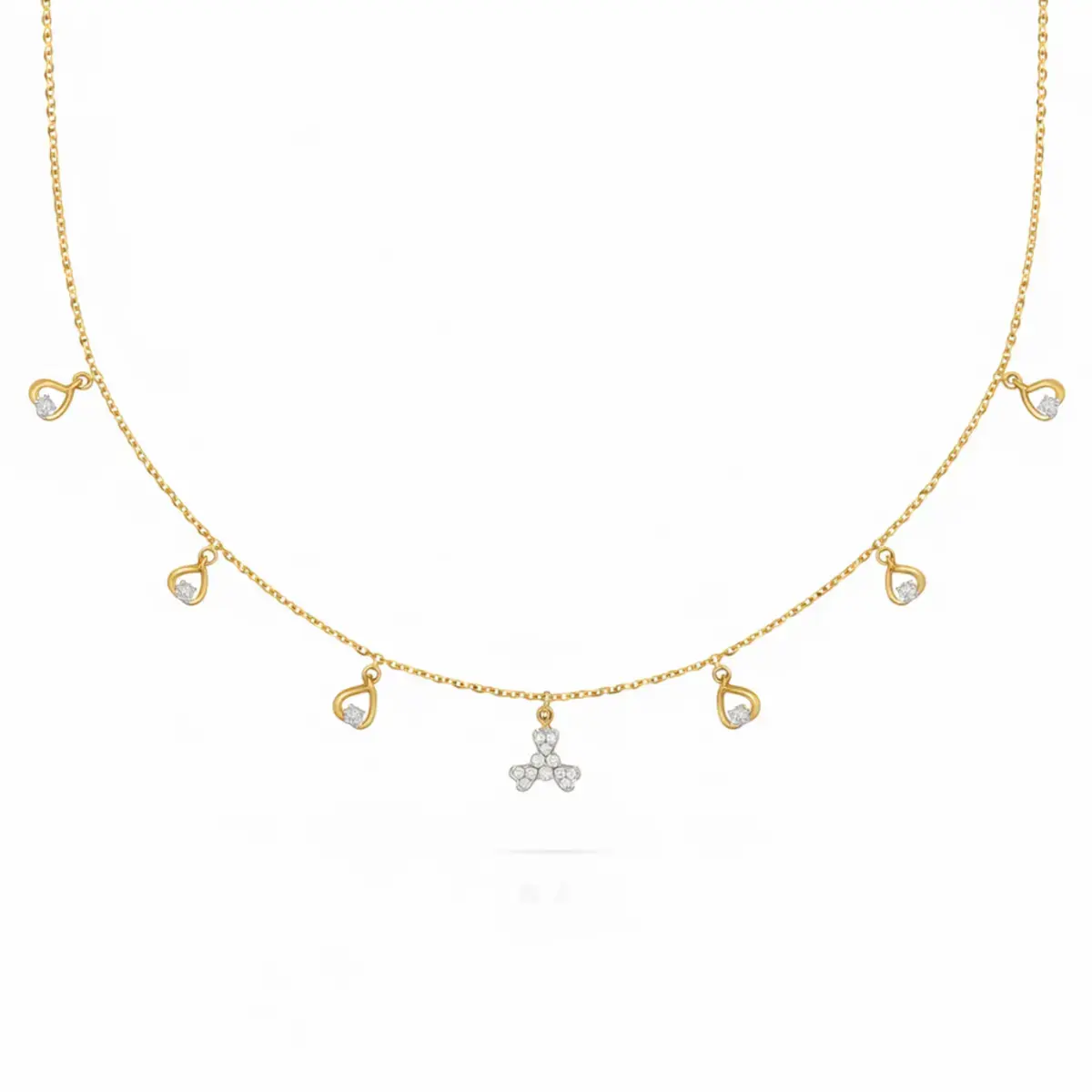 0.19 CT NATURAL DIAMOND CHARM NECKLACE 18K GOLD