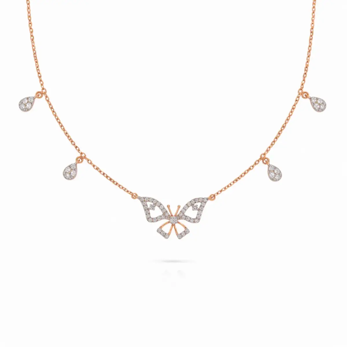 0.31 CT NATURAL DIAMOND CHARM NECKLACE 18K GOLD
