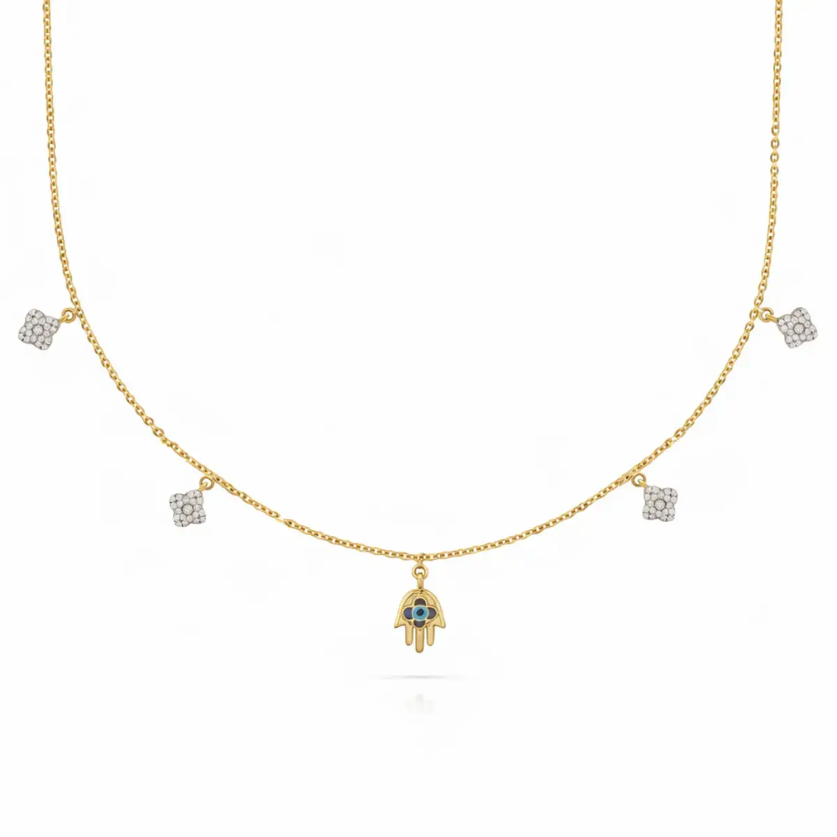 0.25 CT NATURAL DIAMOND CHARM NECKLACE 18K GOLD