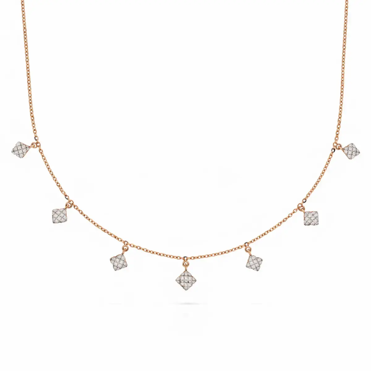 0.32 CT NATURAL DIAMOND CHARM NECKLACE 18K GOLD