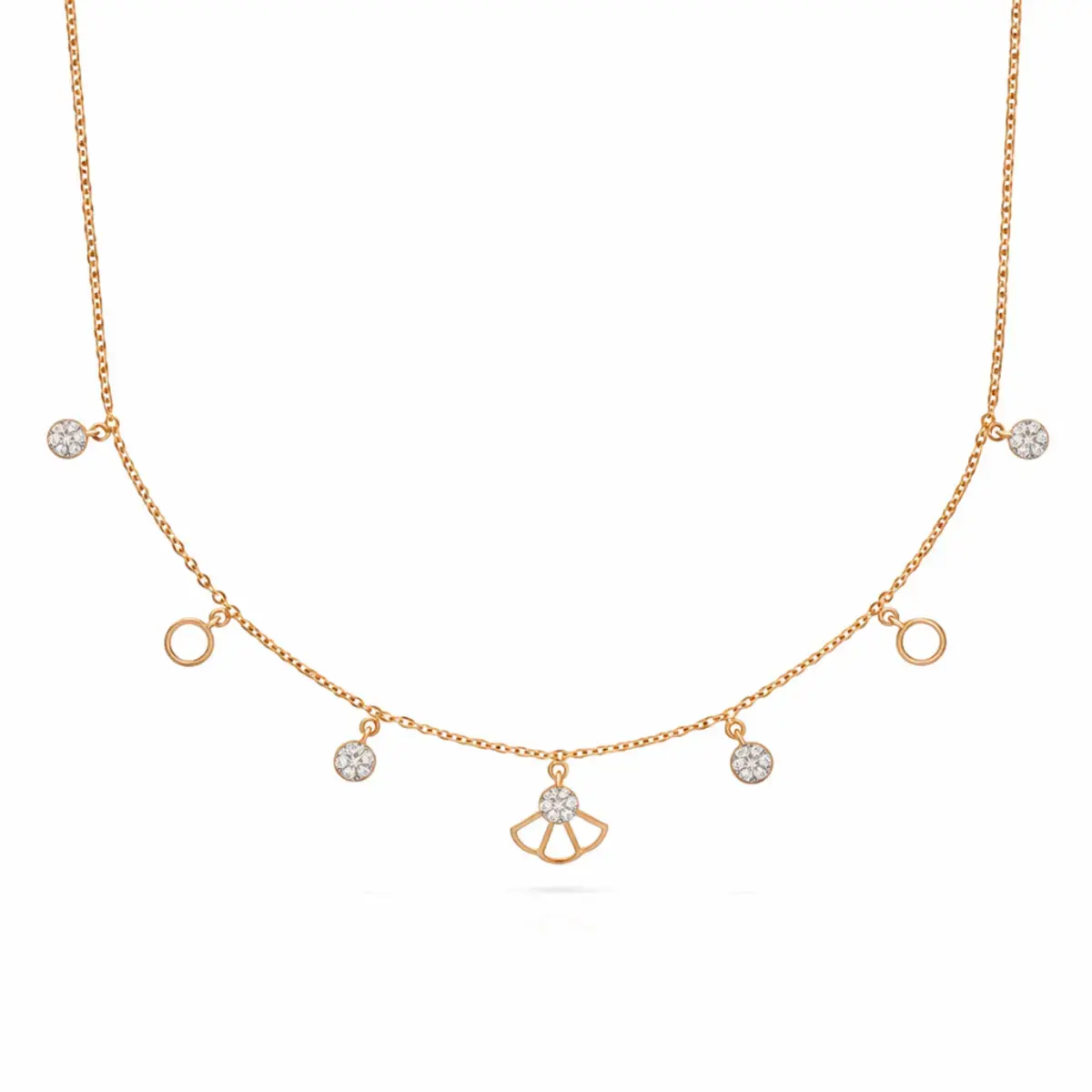 0.29 CT NATURAL DIAMOND CHARM NECKLACE 18K GOLD