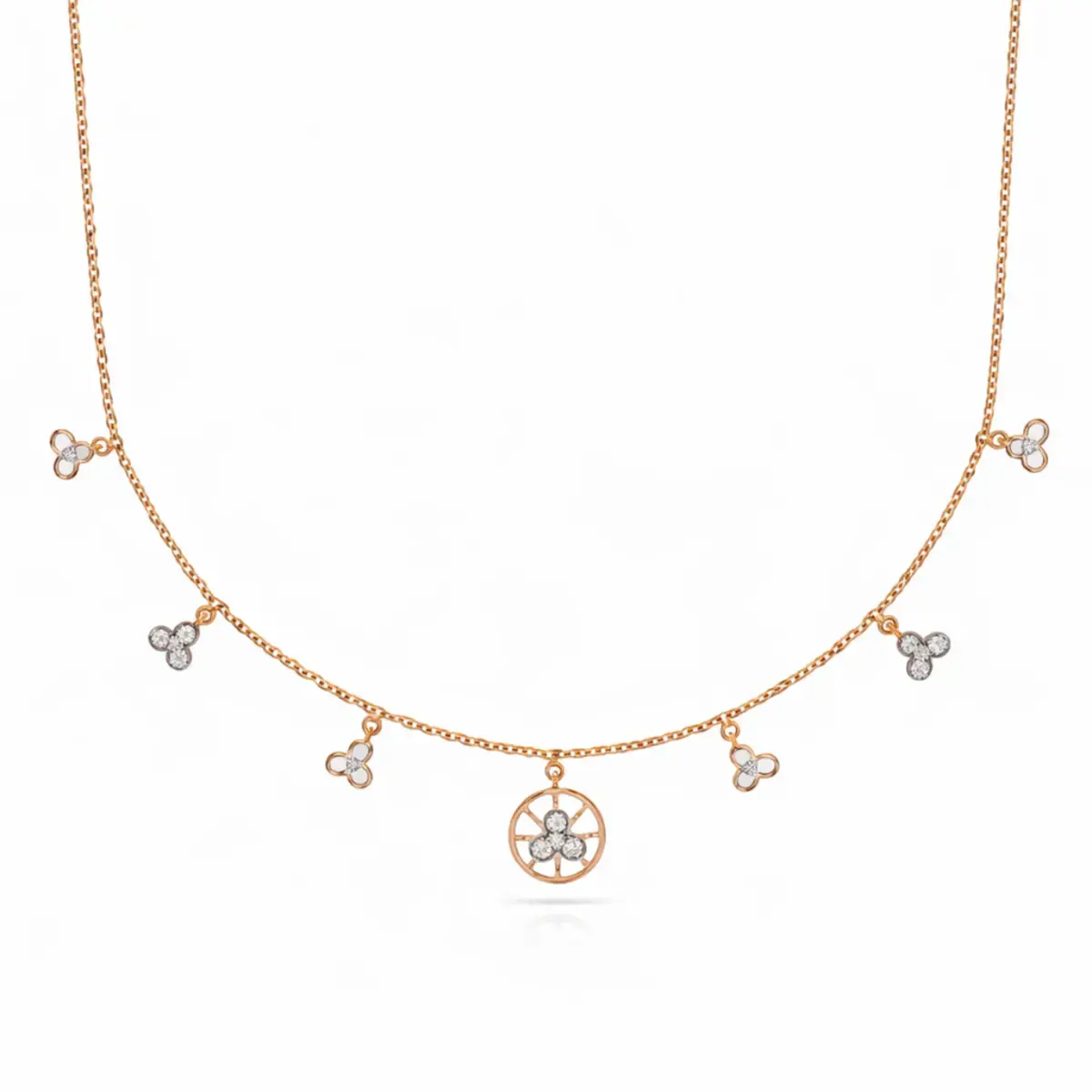 0.24 CT NATURAL DIAMOND CHARM NECKLACE 18K GOLD