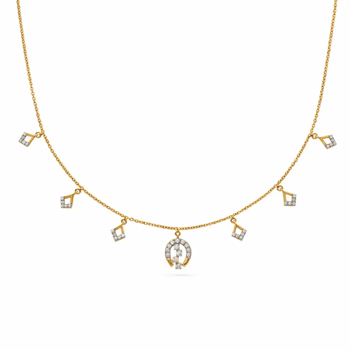 0.33 CT NATURAL DIAMOND CHARM NECKLACE 18K GOLD