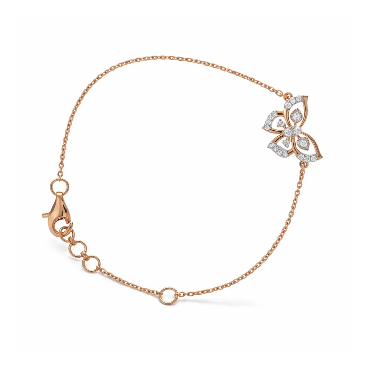 0.13 CT NATURAL DIAMOND CHAIN BRACELET 18K GOLD