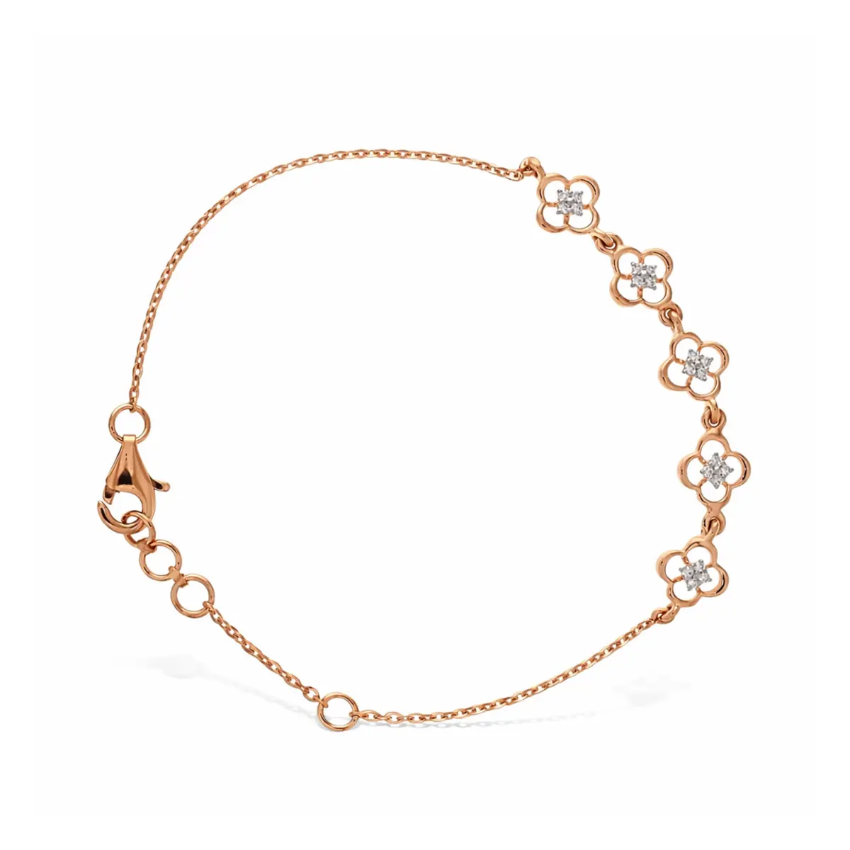 0.09 CT NATURAL DIAMOND CHAIN BRACELET 18K GOLD