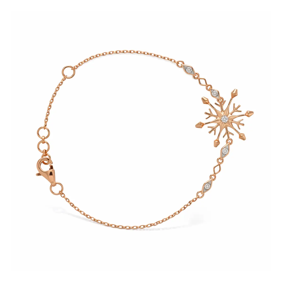 0.09 CT NATURAL DIAMOND CHAIN BRACELET 18K GOLD