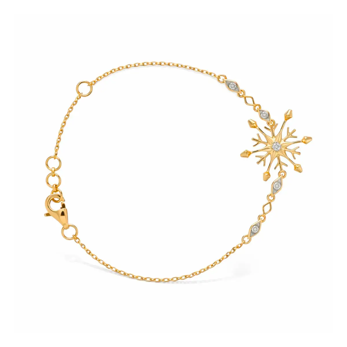 0.09 CT NATURAL DIAMOND CHAIN BRACELET 18K GOLD