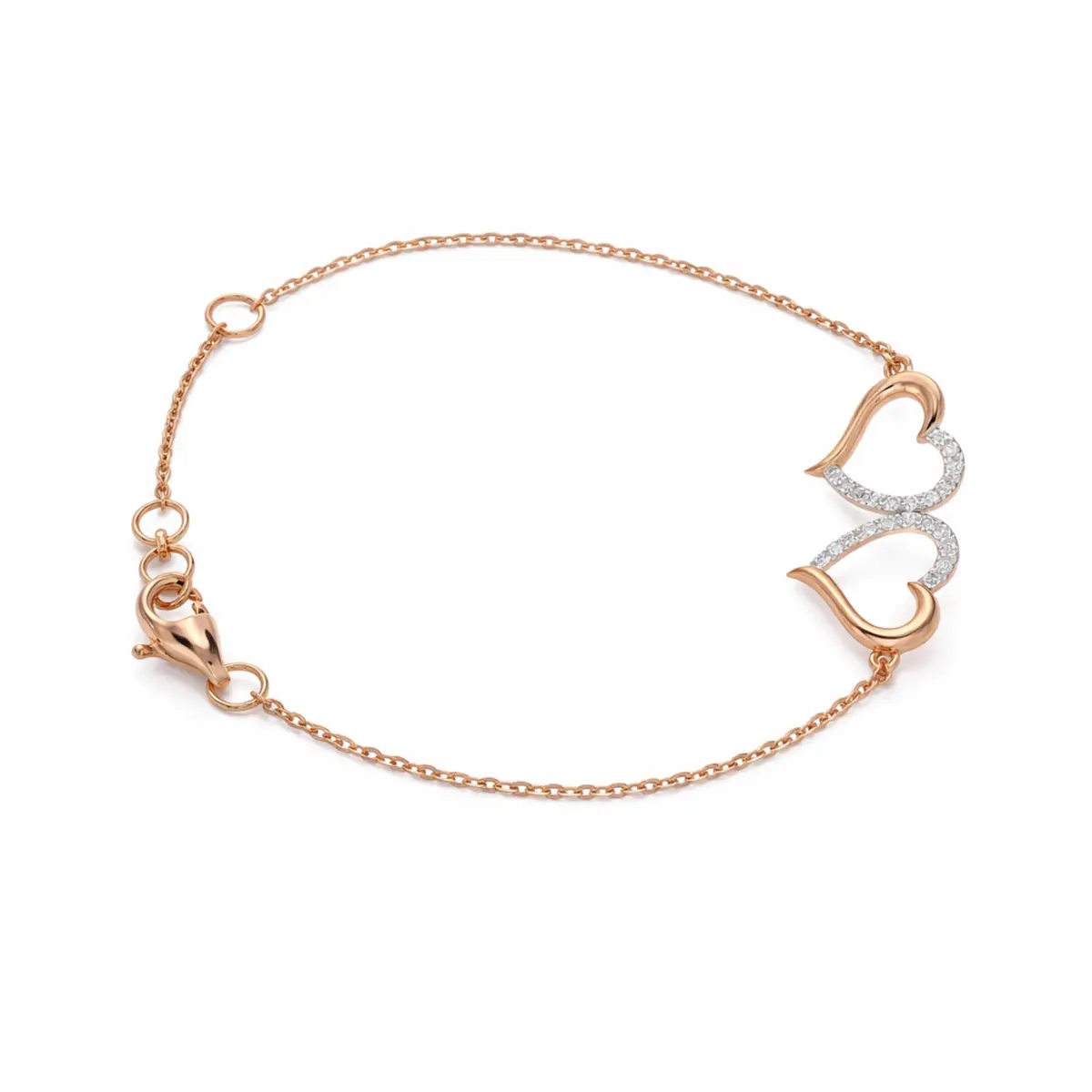 0.13 CT NATURAL DIAMOND CHAIN BRACELET 18K GOLD