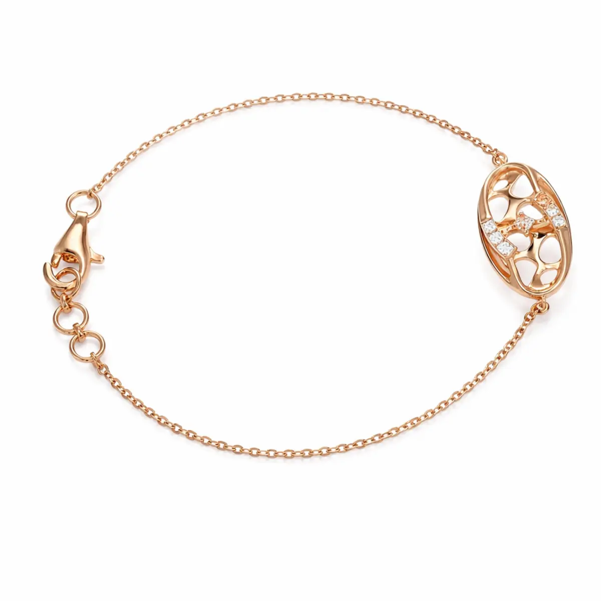 0.10 CT NATURAL DIAMOND CHAIN BRACELET 18K GOLD