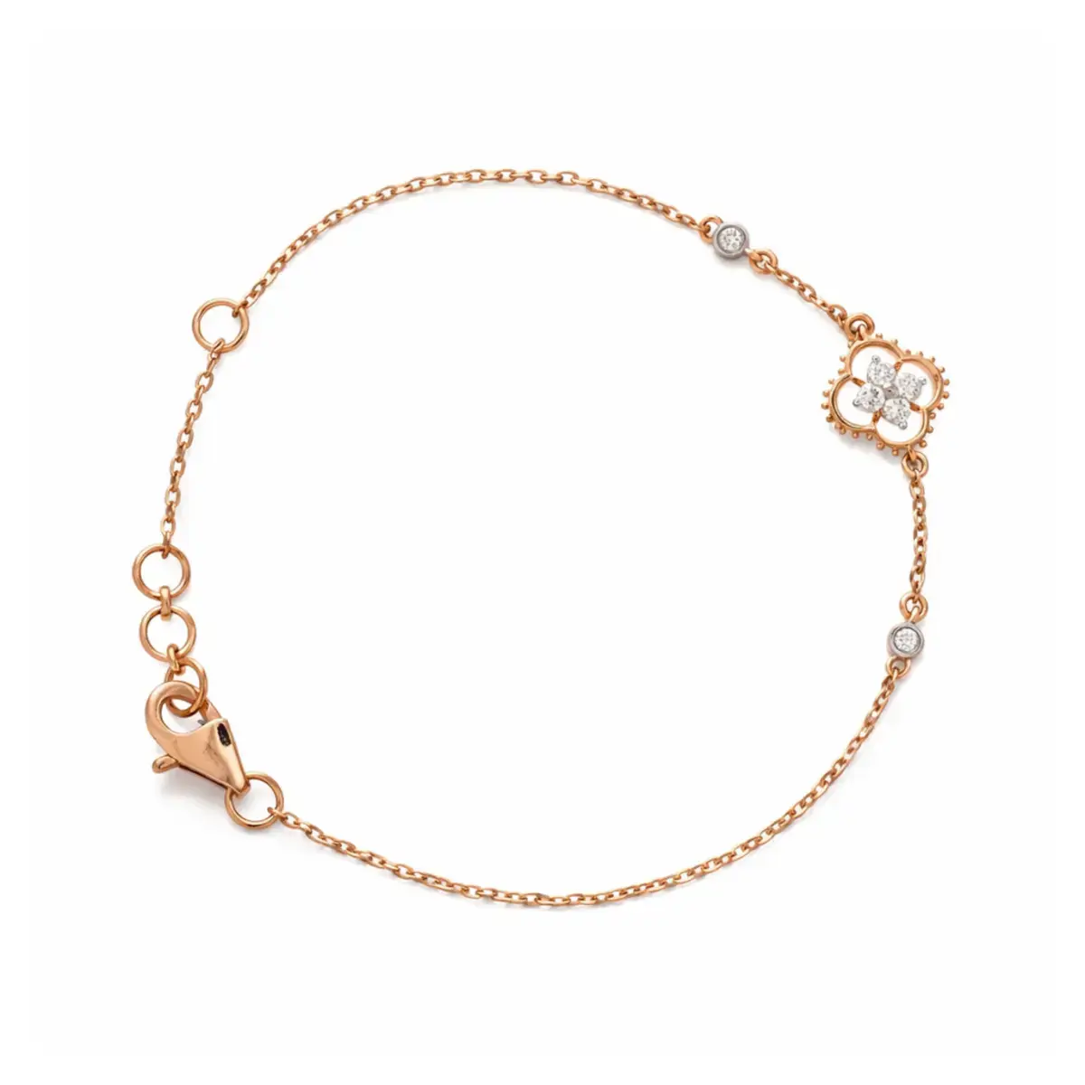 0.11 CT NATURAL DIAMOND CHAIN BRACELET 18K GOLD