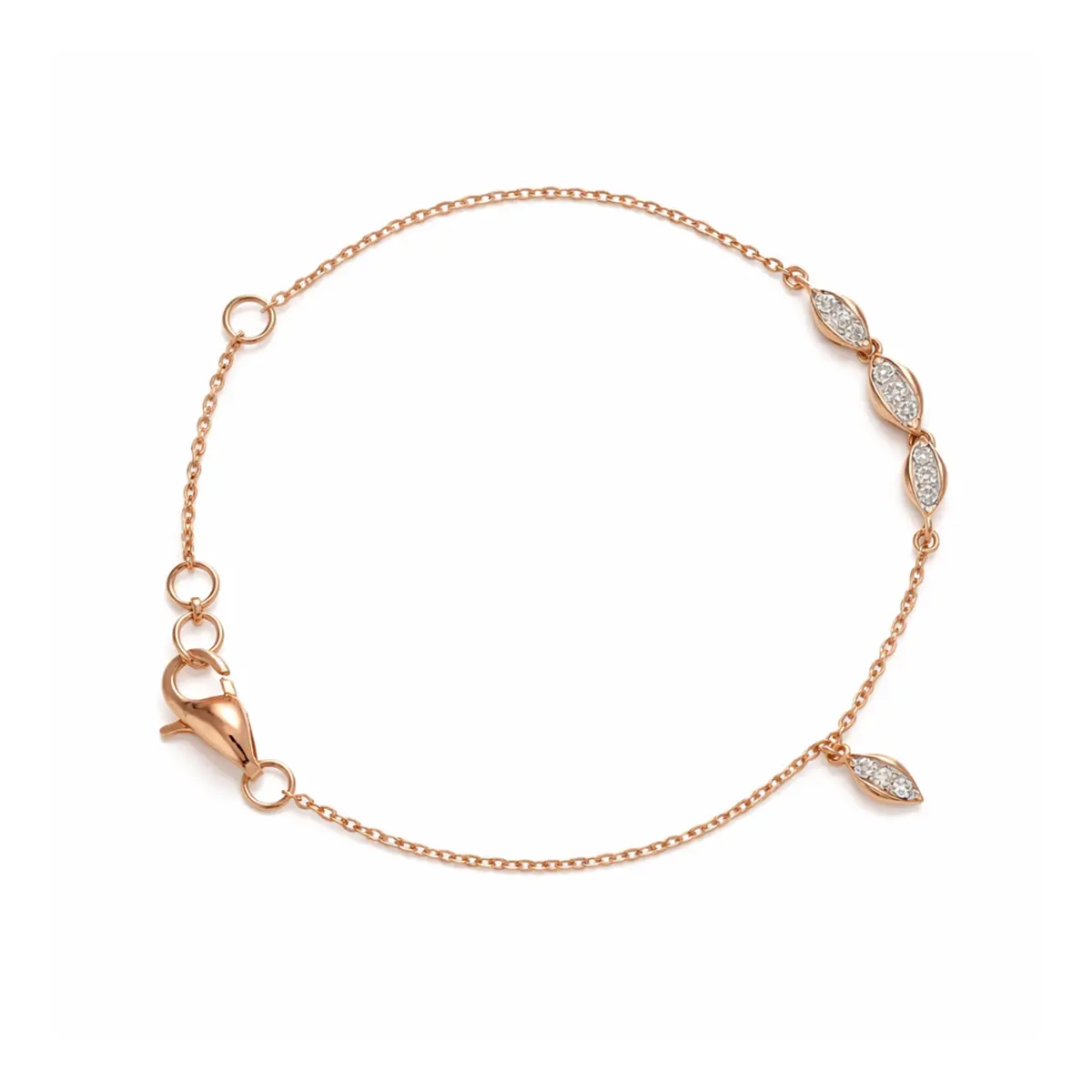 0.15 CT NATURAL DIAMOND CHAIN BRACELET 18K GOLD