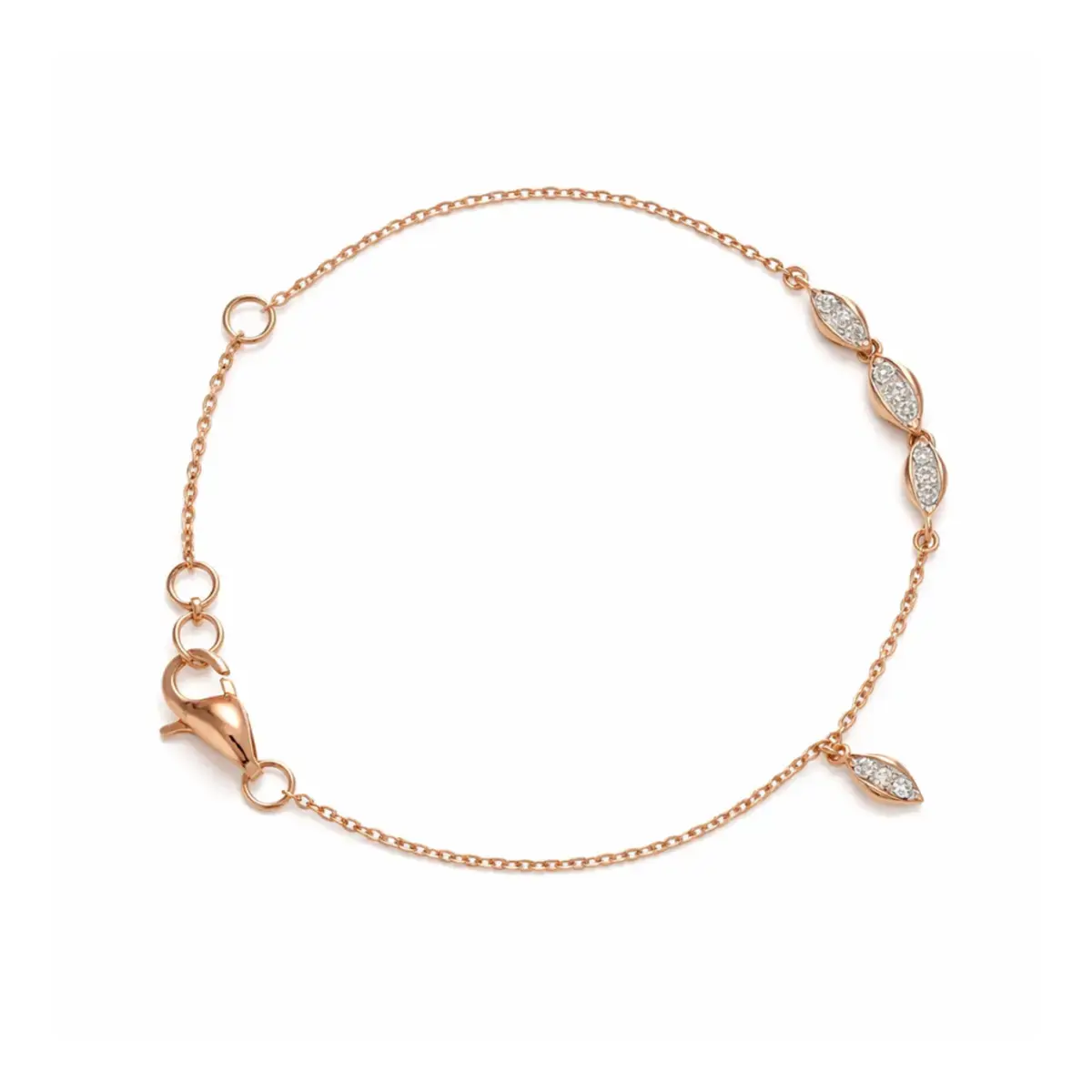 0.15 CT NATURAL DIAMOND CHAIN BRACELET 18K GOLD