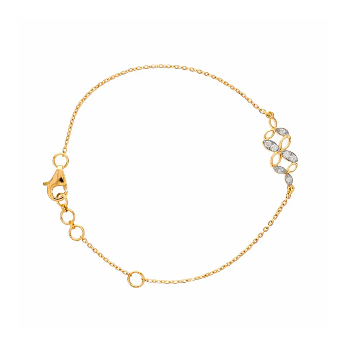 0.10 CT NATURAL DIAMOND CHAIN BRACELET 18K GOLD