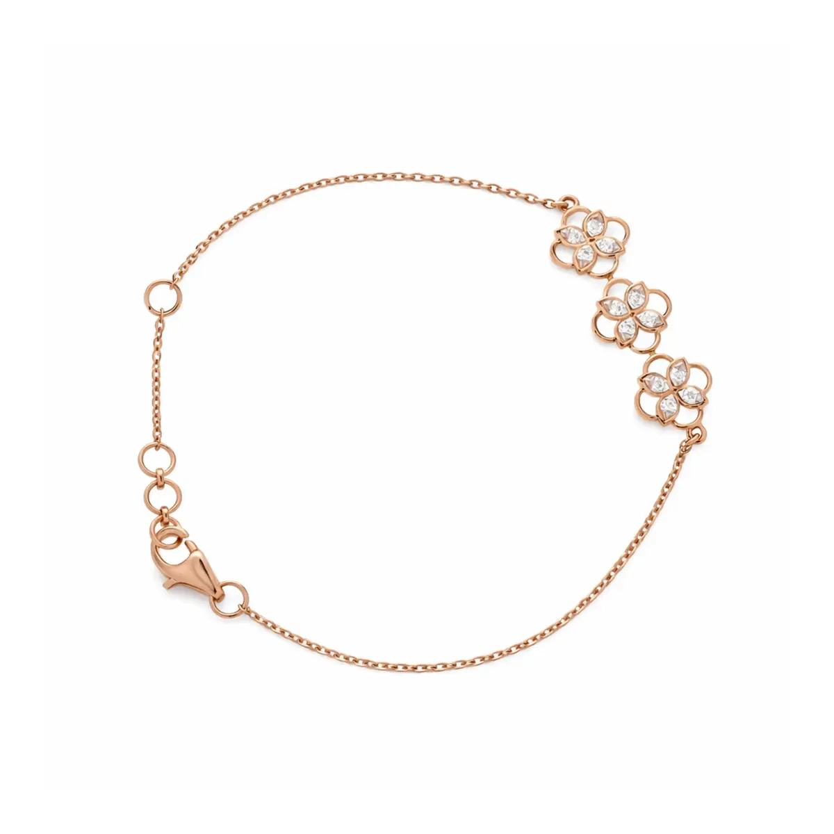 0.13 CT NATURAL DIAMOND CHAIN BRACELET 18K GOLD