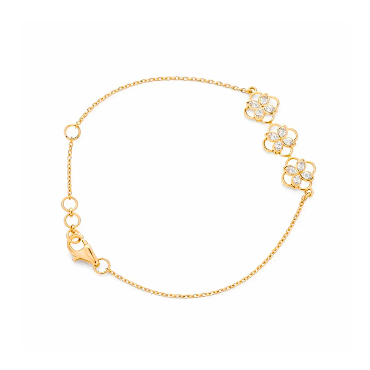 0.13 CT NATURAL DIAMOND CHAIN BRACELET 18K GOLD