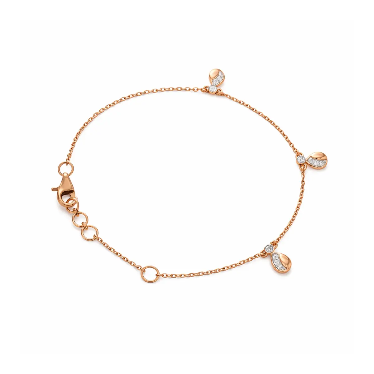 0.13 CT NATURAL DIAMOND CHAIN BRACELET 18K GOLD