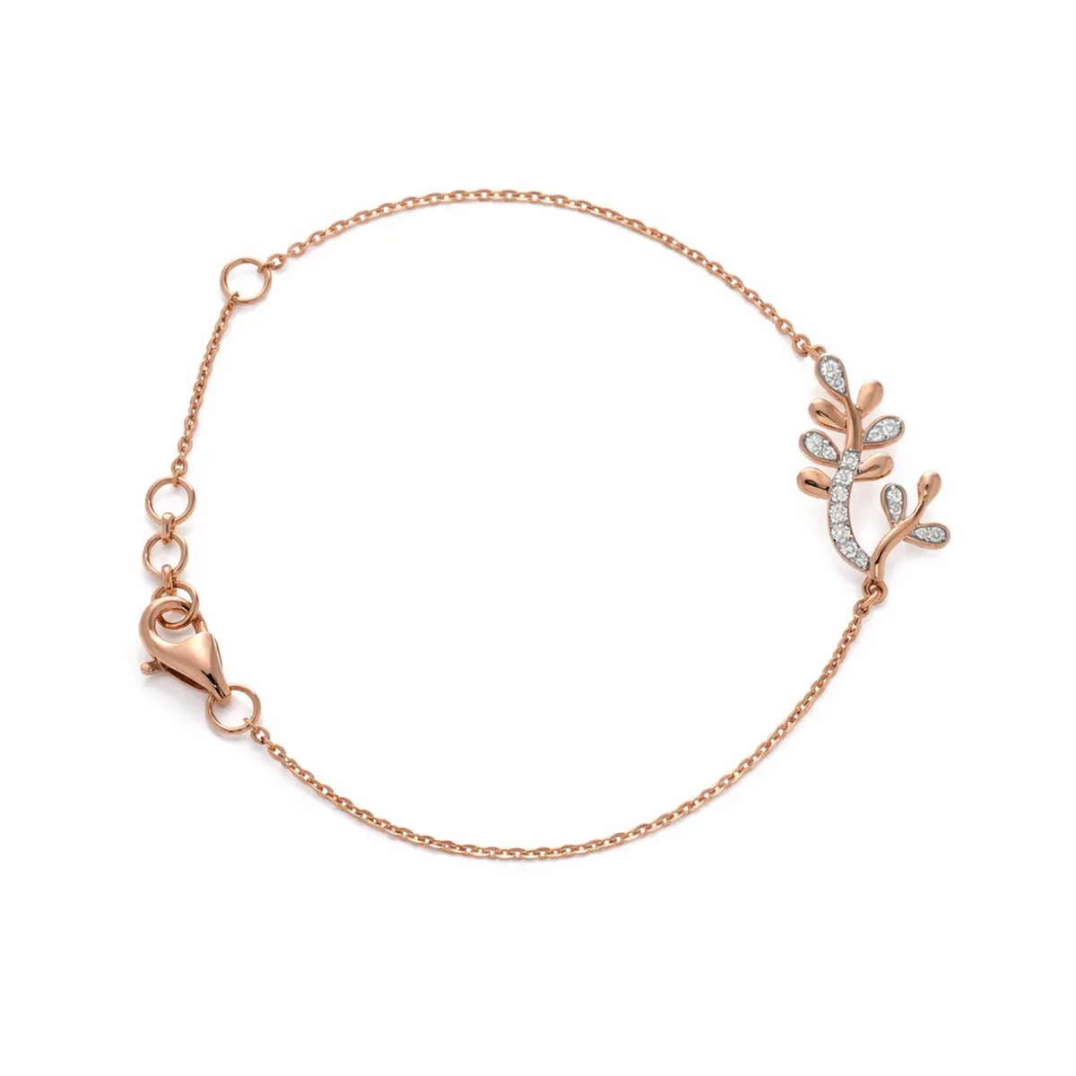 0.11 CT NATURAL DIAMOND CHAIN BRACELET 18K GOLD