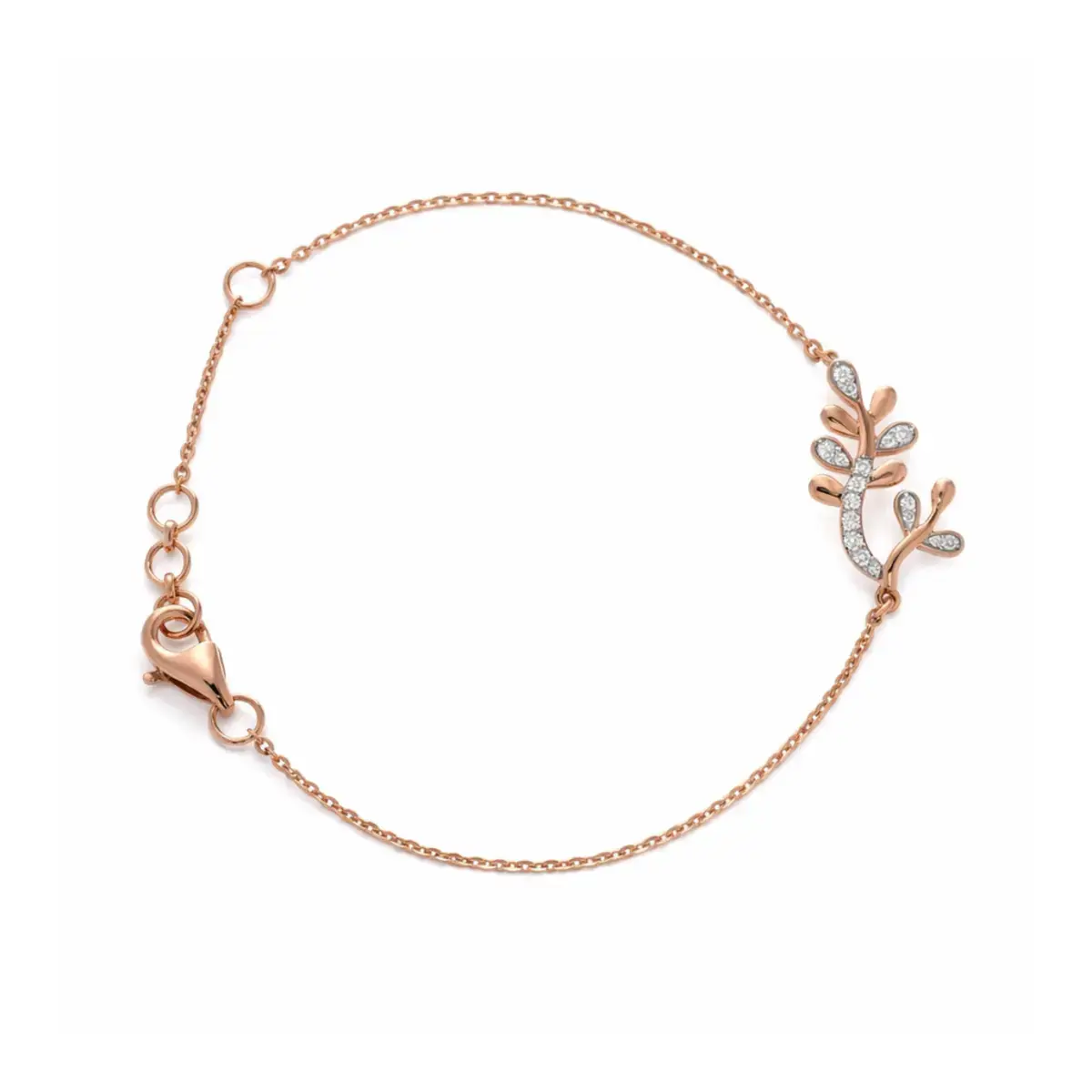0.11 CT NATURAL DIAMOND CHAIN BRACELET 18K GOLD