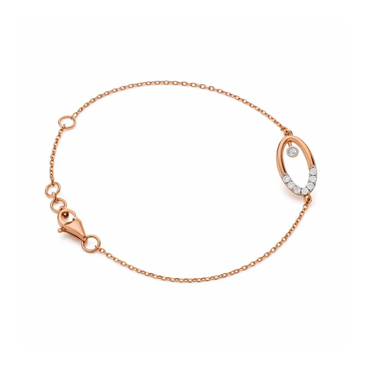 0.15 CT NATURAL DIAMOND CHAIN BRACELET 18K GOLD