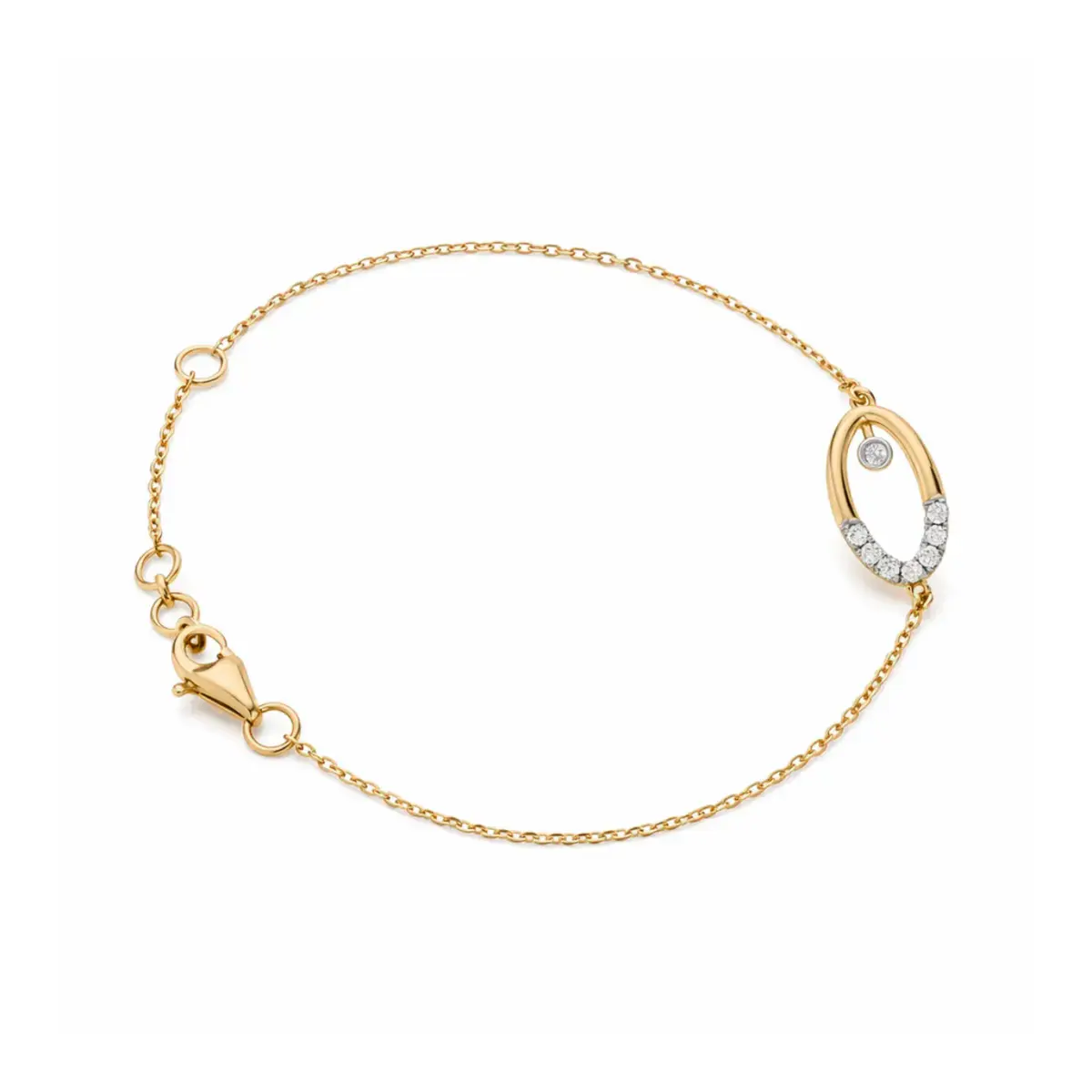 0.15 CT NATURAL DIAMOND CHAIN BRACELET 18K GOLD