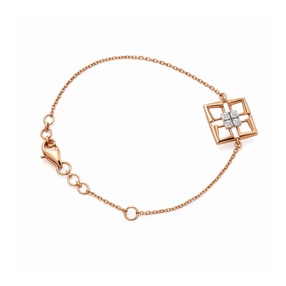 0.13 CT NATURAL DIAMOND CHAIN BRACELET 18K GOLD