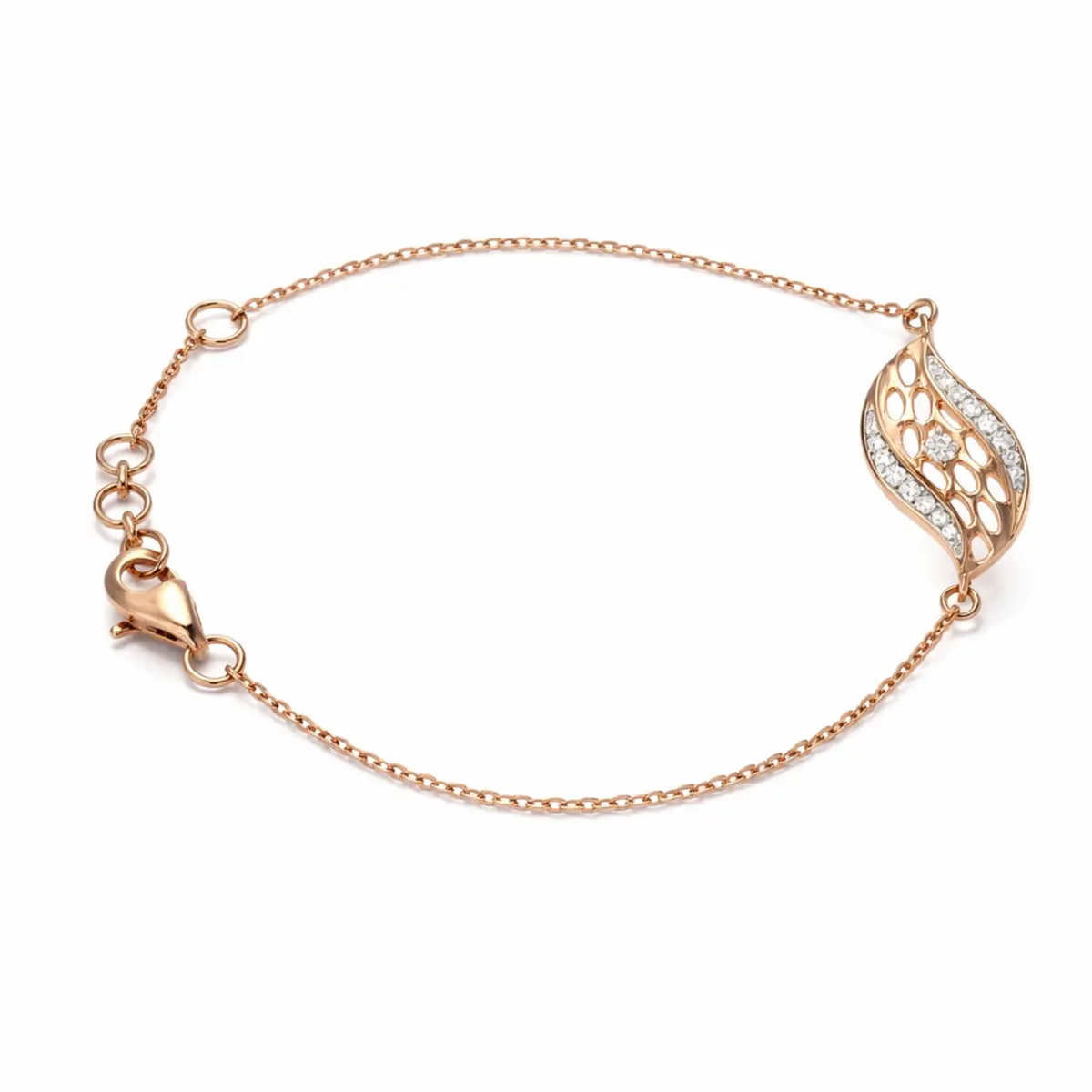 0.13 CT NATURAL DIAMOND CHAIN BRACELET 18K GOLD