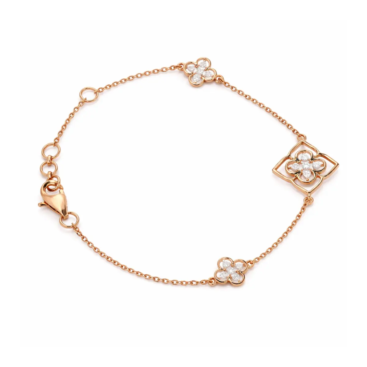 0.13 CT NATURAL DIAMOND CHAIN BRACELET 18K GOLD