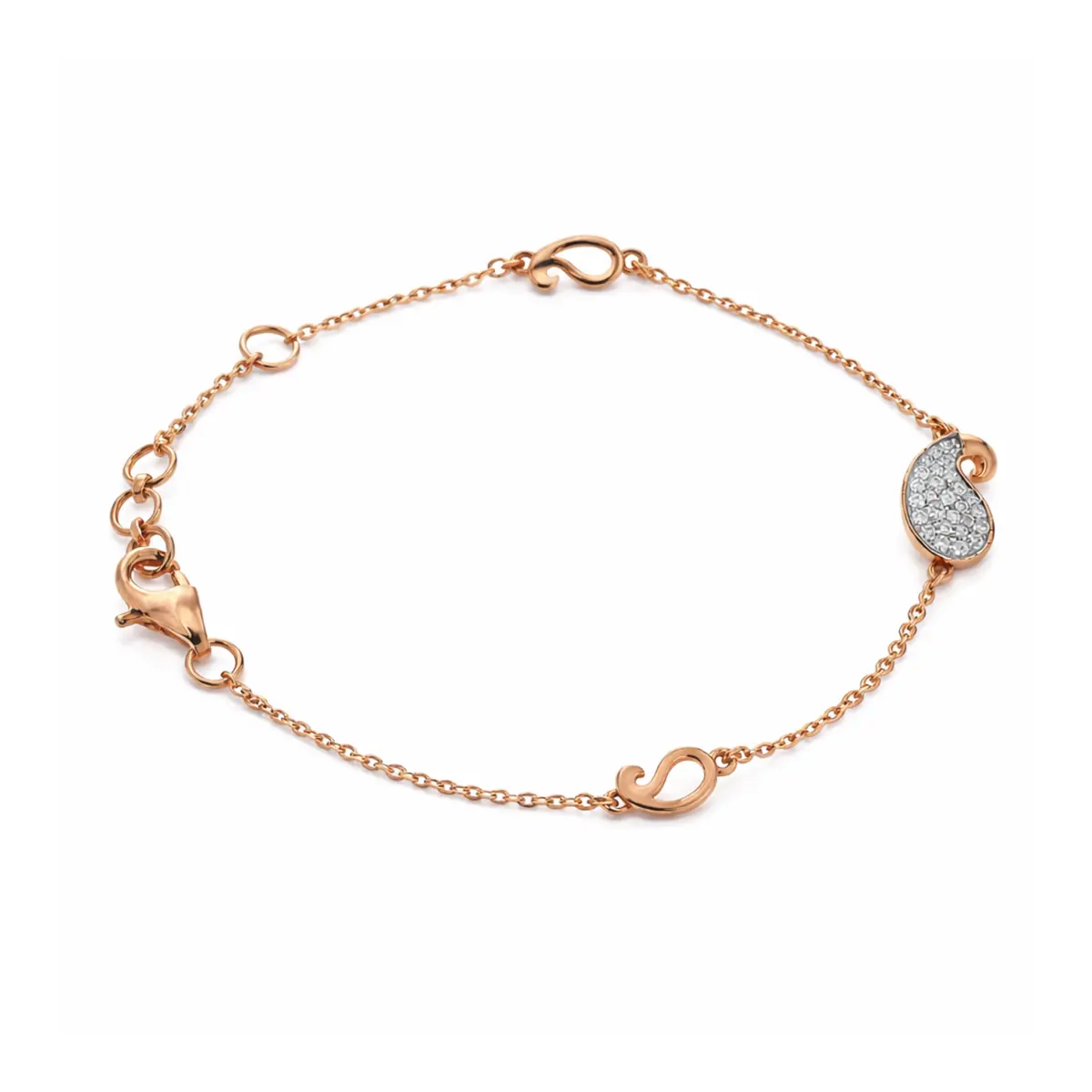 0.12 CT NATURAL DIAMOND CHAIN BRACELET 18K GOLD